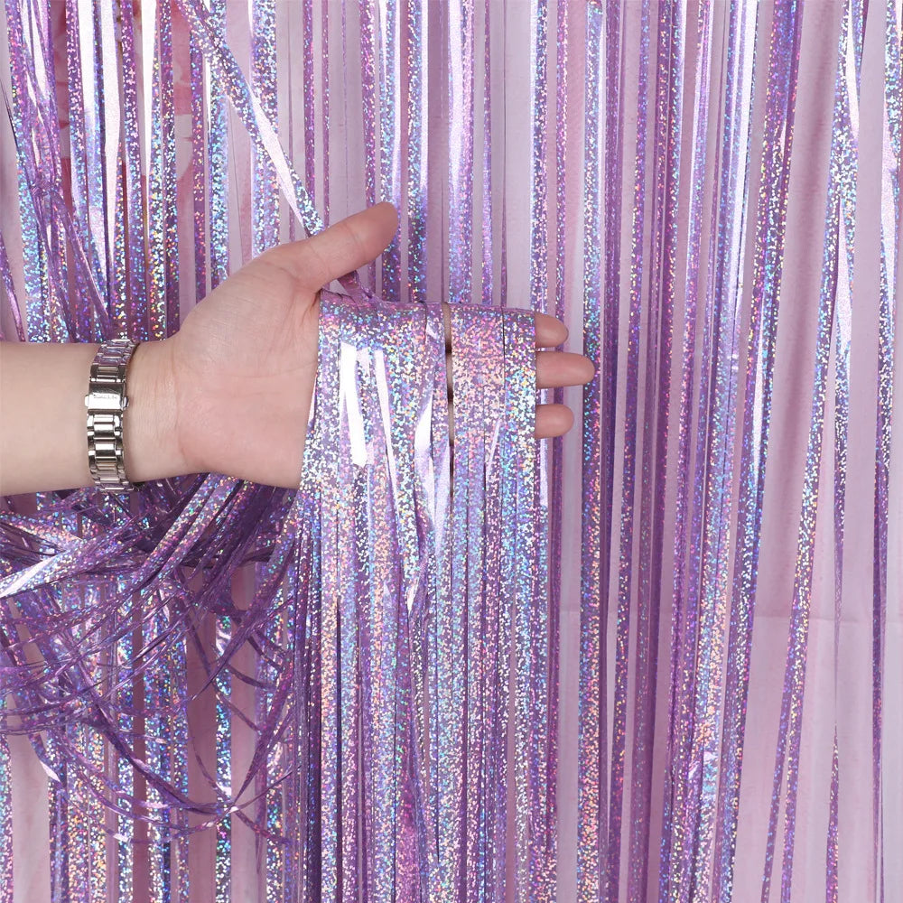 2M Glitter Pink Metallic Foil Tinsel Curtain Backdrop Birthday Zpaxo Pink