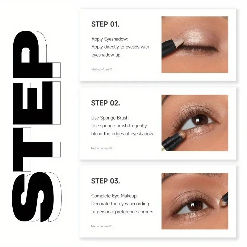 Metallic Eyeshadow Stick Double EndedShimmer Highlighter Pigment Pearlescent Silkworm Eyeshadow Pen Makeup Zpaxo