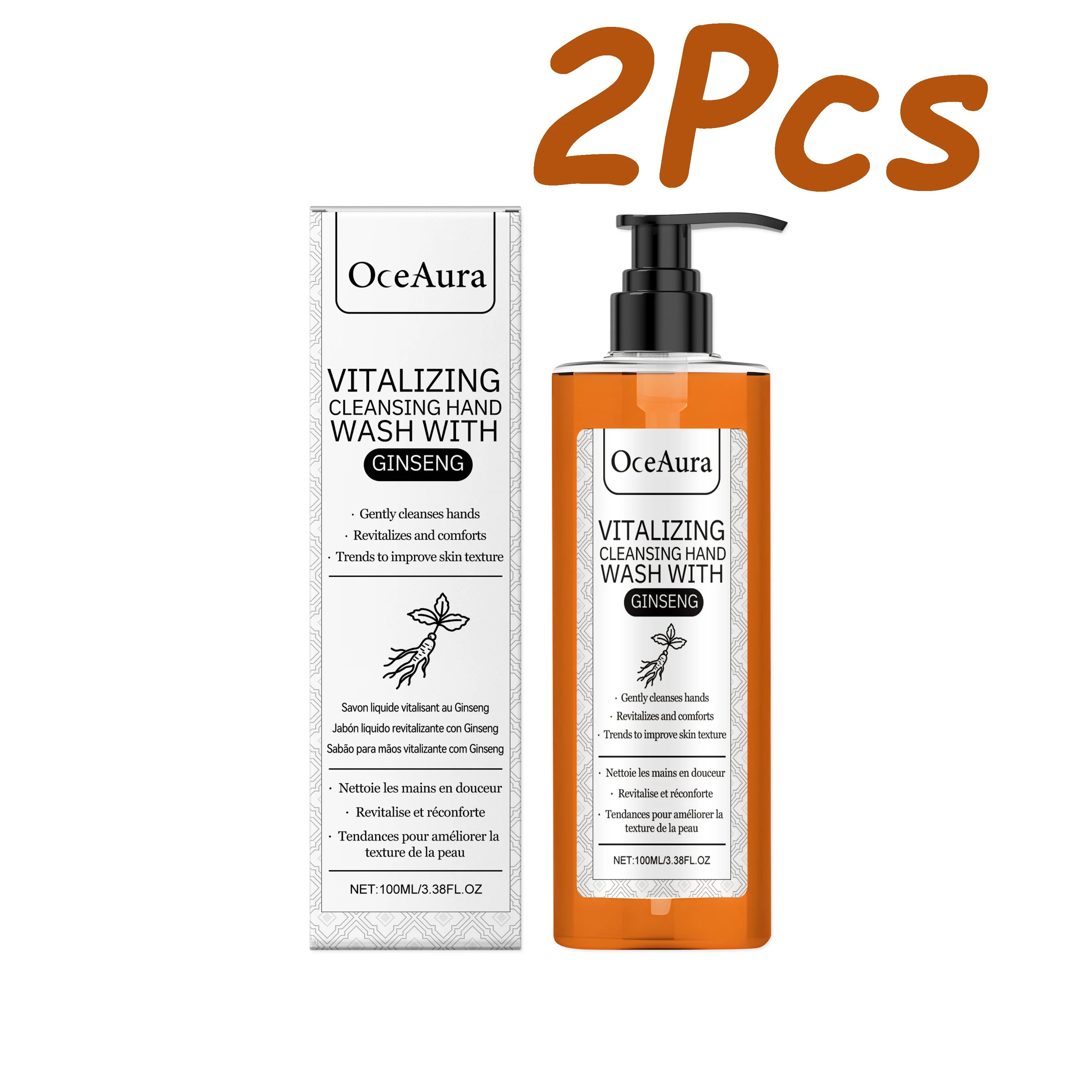 OceAura Ginseng Hand Wash – Moisturizing & Brightening 100ml Liquid Hand Wash Zpaxo 200ml Boxed