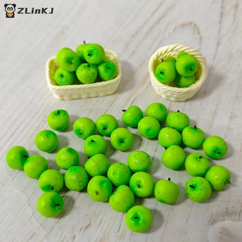 ▶5Pcs Mini Simulated Little Apple Doll Accessories Toys 1/12 Dollhouse Miniature Food Play Scene Decoration Zpaxo