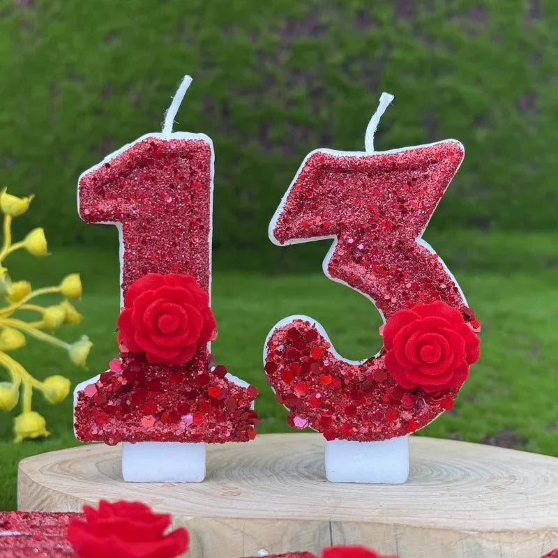 Digital Birthday & Rose Cake Candles – Party & Wedding Decor Cake Decoration Candles Zpaxo