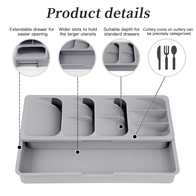 LIUSHADUOLA Kitchen Drawer Cutlery Storage Tray Knife Holder Spoon