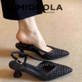 French Square-toed Woven High-heeled Sandals 2025 Summer Shoes