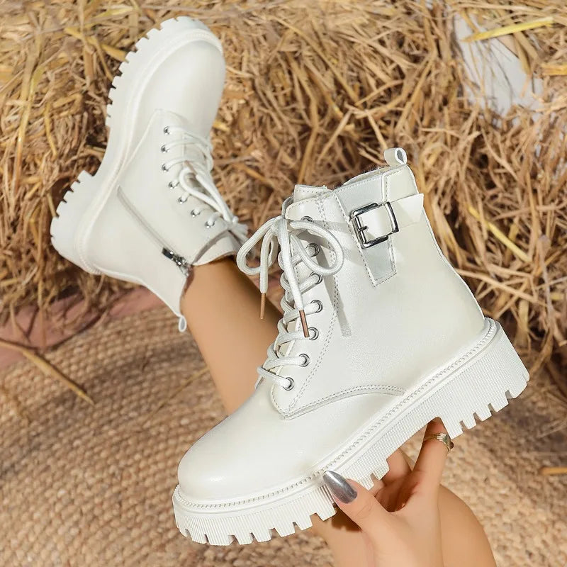 Winter Women's Solid Comfortable Anti Slip Wear-resistant Snow Boots Zpaxo WHITE 36
