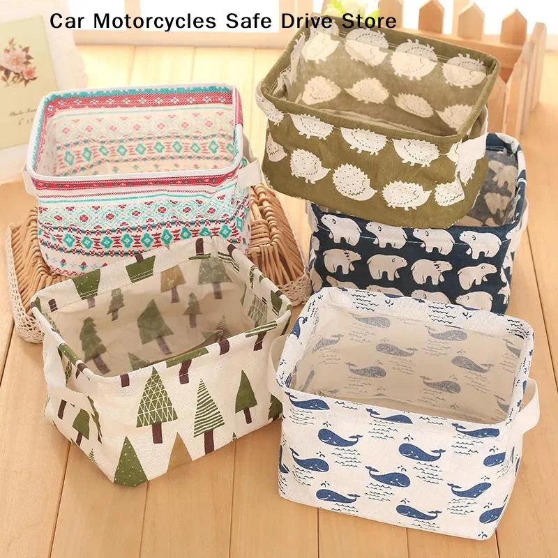 CM1PC Cotton Linen Fabric Waterproof Storage Basket Sundries Toy