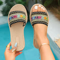 Women Slippers Beach Slides Women Summer Beach Sandals Fashion Ethnic Style Round Toe Casual Comfortable Flat Slippers Women Zpaxo MULTI 40