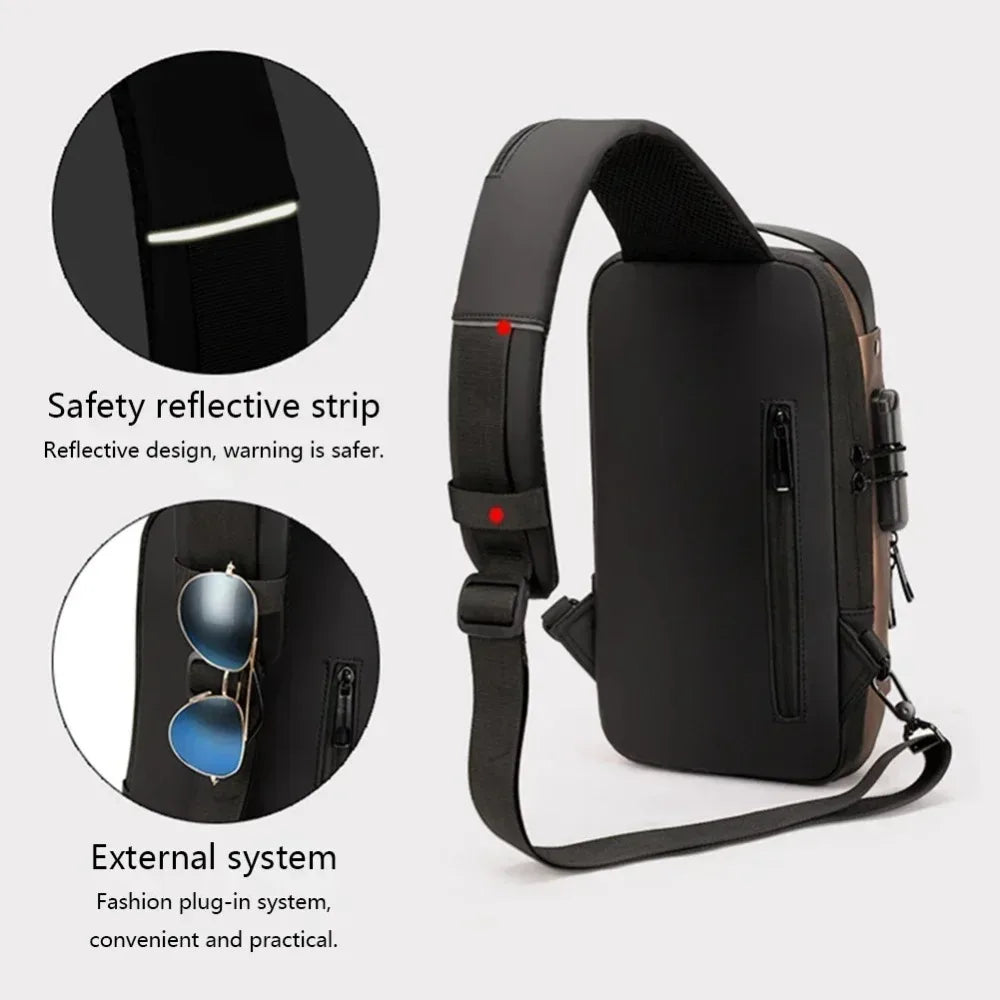 Multifunctional Bags Men Designer Anti-theft USB Shoulder Bag