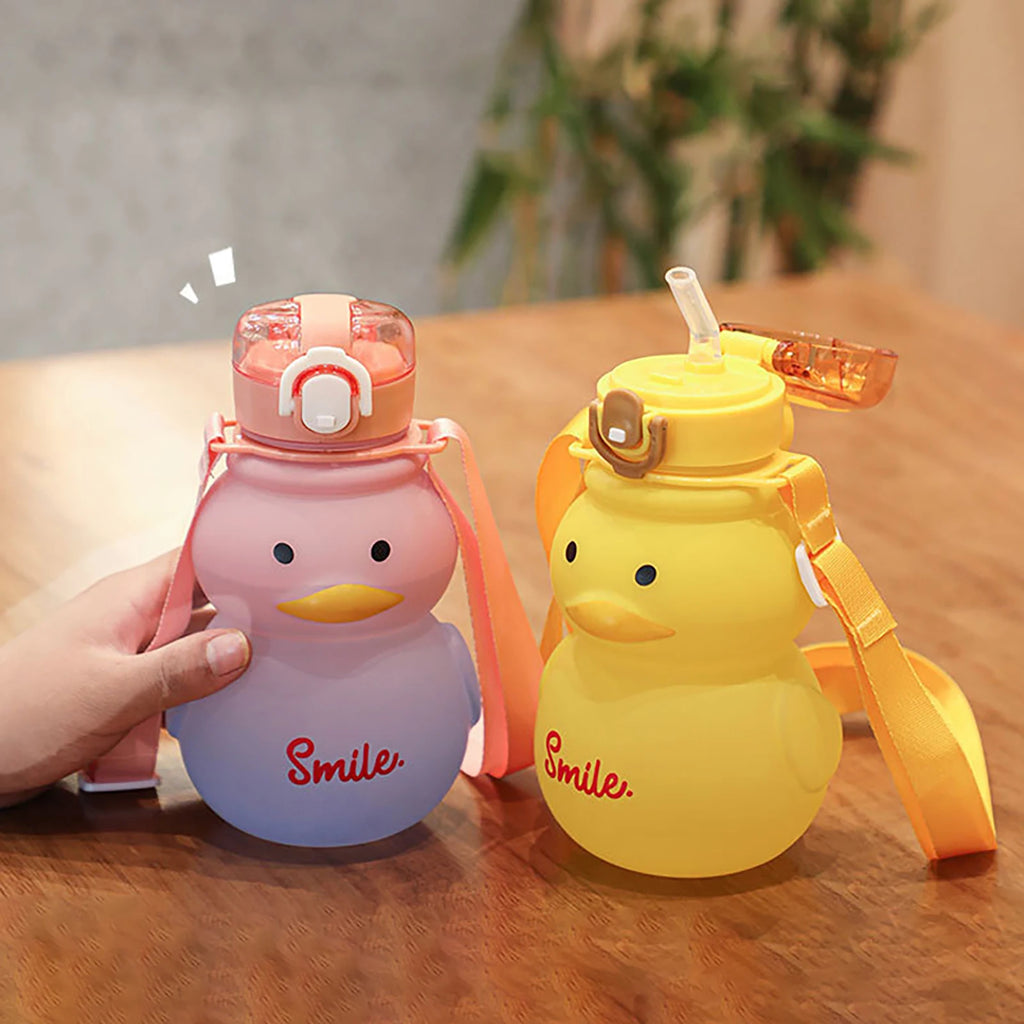 Cute Water Bottle Girls Straw Portable Children's Kawaii Duck Kettle