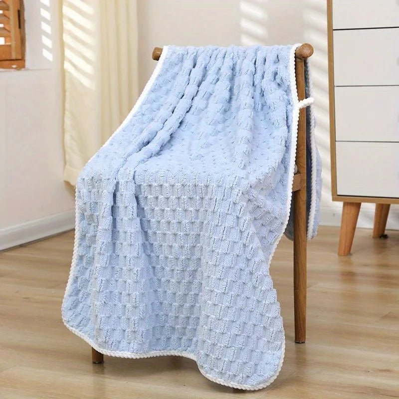 Waffle Weave Microfiber Bath Towels – Quick-Dry Spa & Gym Microfiber Bath Towel Zpaxo Blue