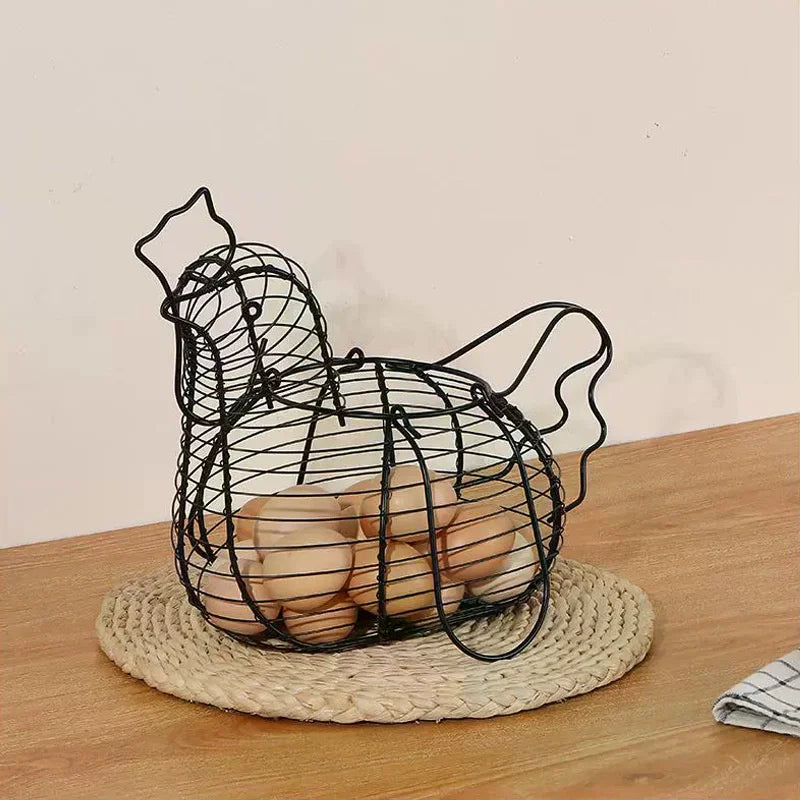 Household Vegetables Fruit Container Organizer Rack Basket Iron Art Eggs Storage Basket Chicken Shaped Egg Holder Zpaxo