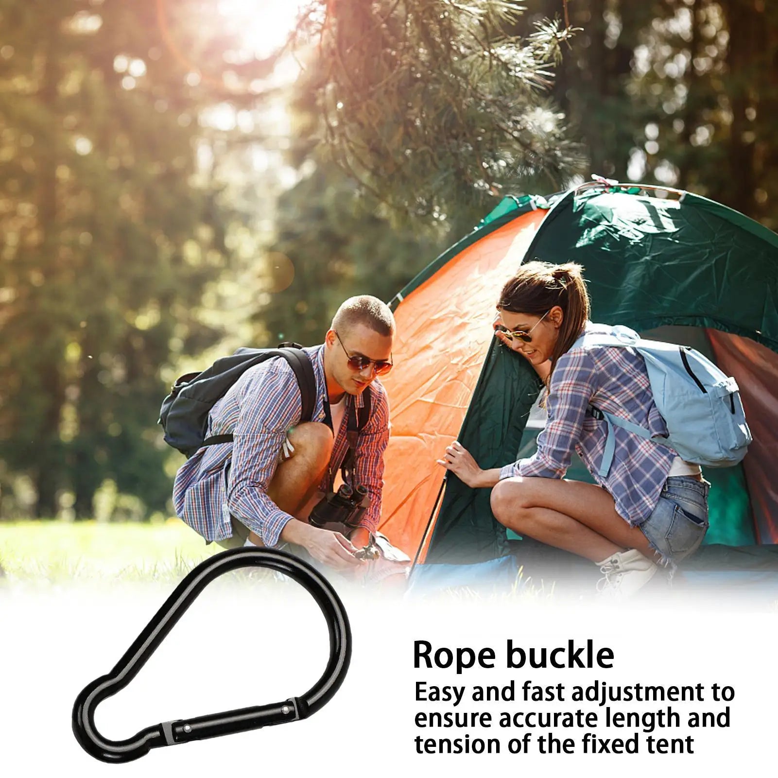 Black Carabiner Clip Aluminum Alloy Gourd Shape Non-locking Design