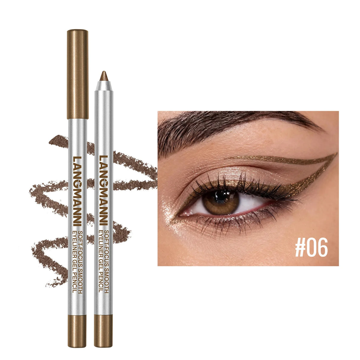 Pearlescent Glitter Eyeliner Pencil 12 Colors Smooth High Pigment Eye Liner Eyeshadow Pen Long-Lasting Waterproof Eyes Makeup Zpaxo 06