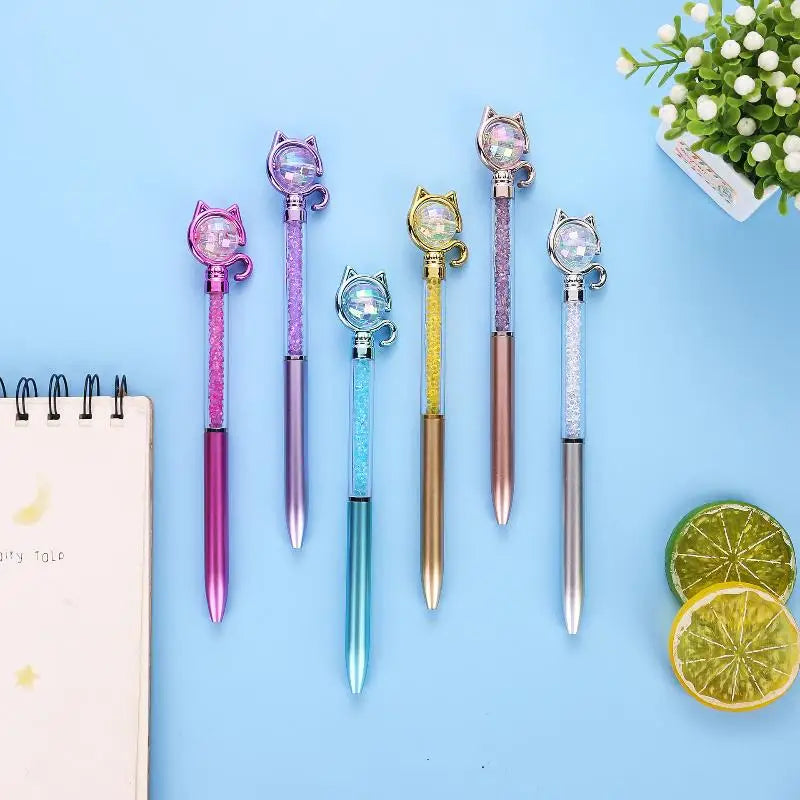 Brilliant Cartoon Cat Rhinestone Pens Ideal As School Supplies Office Zpaxo