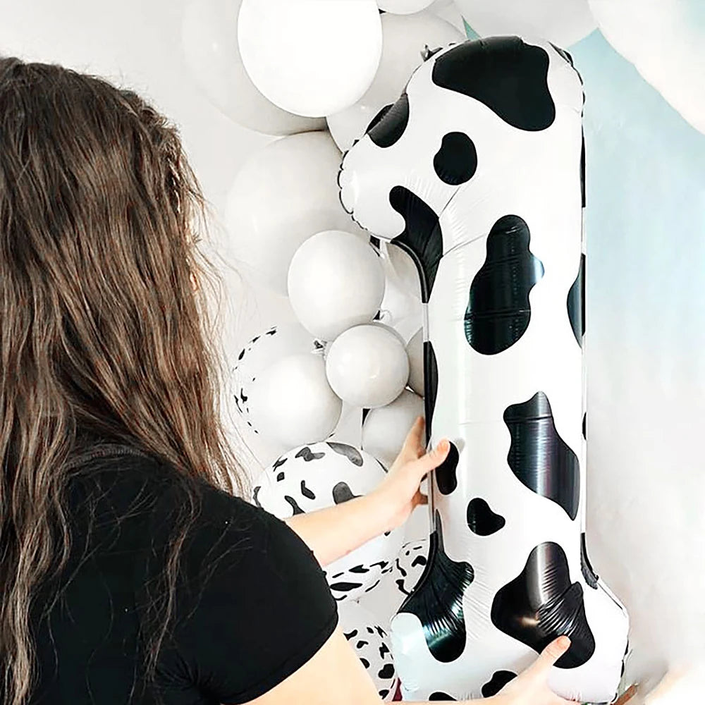 Cow Print Number Balloons 1 2 3 4 5 6 7 8 9 Figure Foil Balloon Holy
