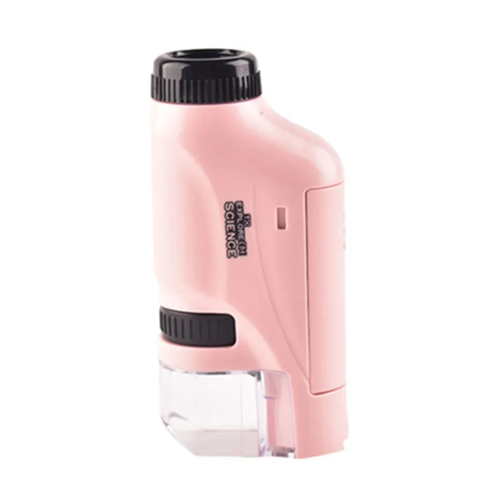 Mini Pocket Microscope Handheld Battery Powered Lab LED Light Zpaxo pink