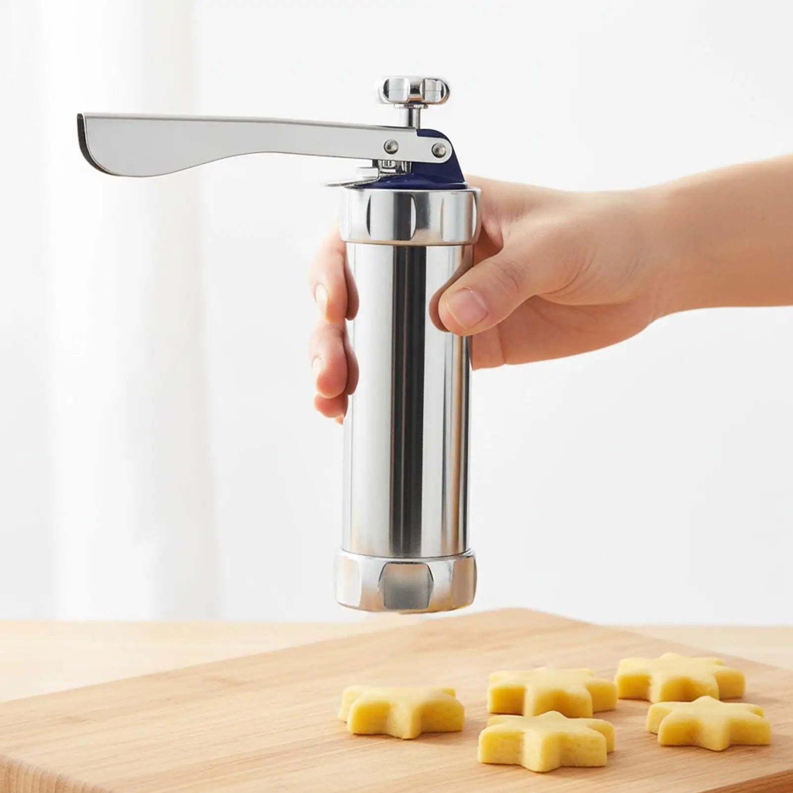 Cookie Press Stainless Steel Biscuits Baking Supplies Cookie Baking Gadgets for Christmas Holiday Parties Home Dormitory Zpaxo