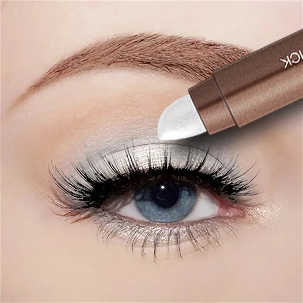 Metallic Dual Ended Eyeshadow Stick Diamond Shimmer Highlighter Pencil Ultra Pigmented Long Lasting Cream Eye Makeup Sponge Pen Zpaxo