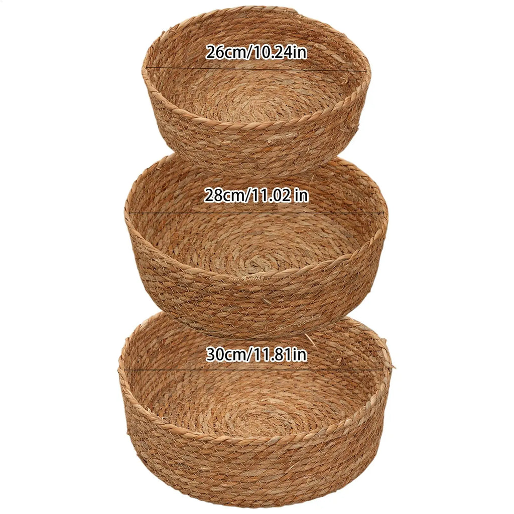 3-Piece Woven Rattan Wicker Storage Baskets – Kitchen & Home Wicker Storage Baskets Zpaxo