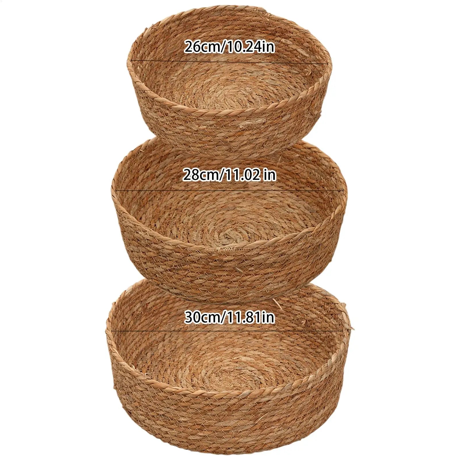 3-Piece Woven Rattan Wicker Storage Baskets – Kitchen & Home Wicker Storage Baskets Zpaxo