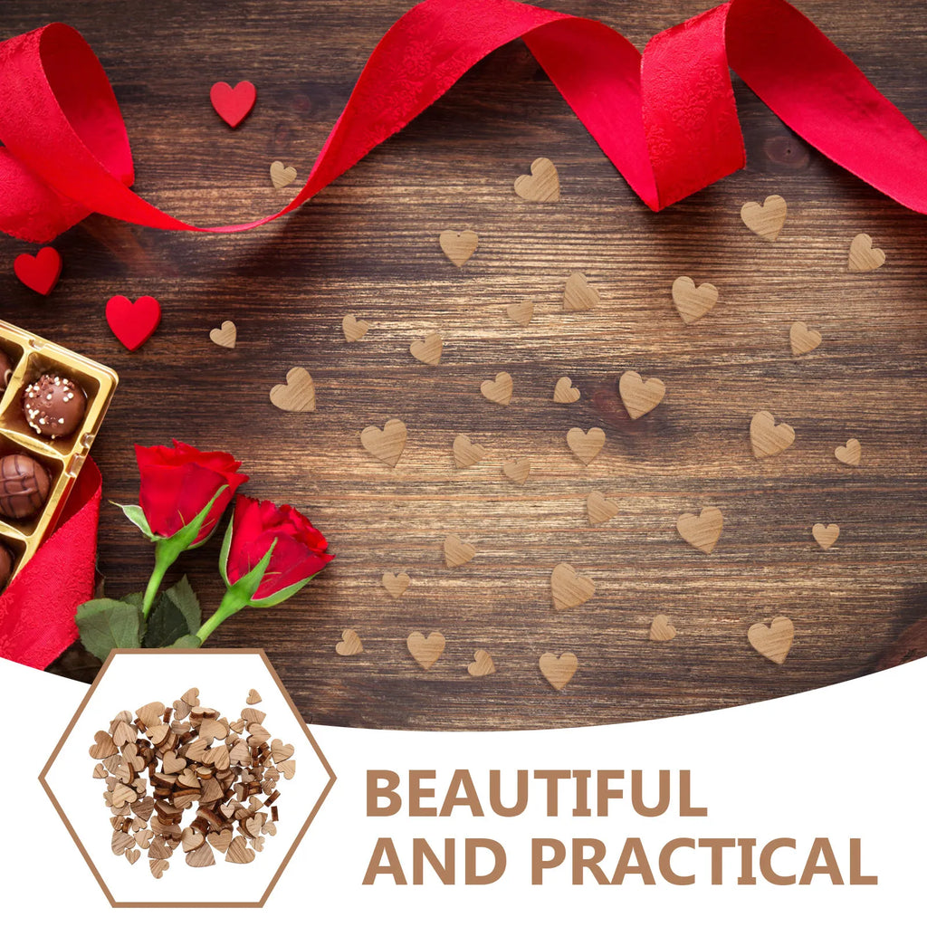 Wooden Heart Slices Natural Craft Cutouts DIY Valentine Day Projects