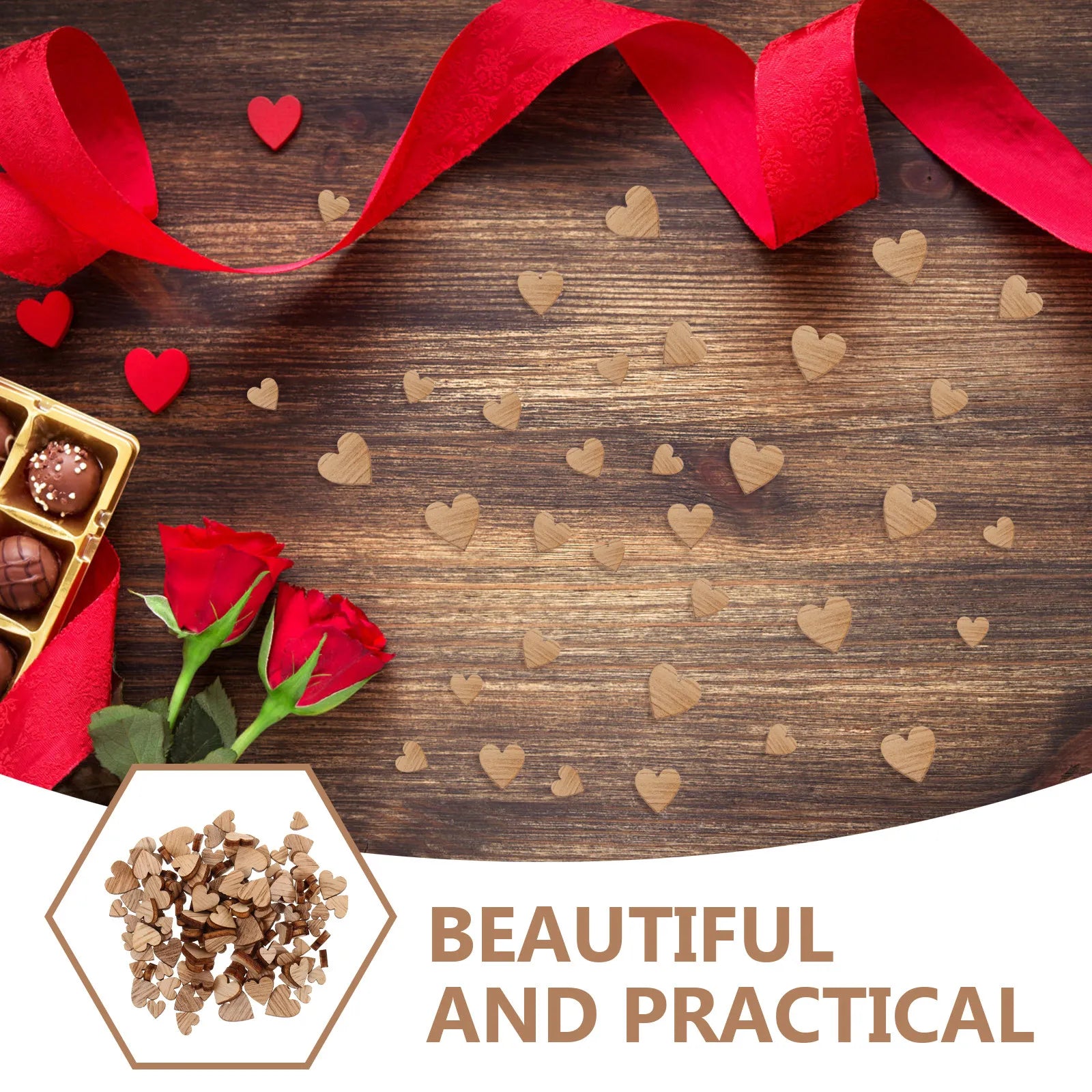 Wooden Heart Slices Natural Craft Cutouts DIY Valentine Day Projects
