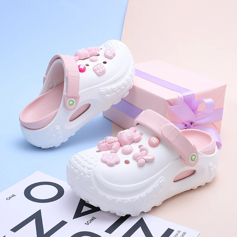 Women's Trendy Platform Clogs Cartoon Animation Hollow Summer Beach Zpaxo WHITE 35-36