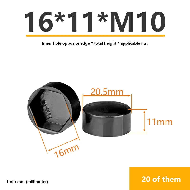 Hexagonal Nut Flat Head Plastic Protective Cap External Hexagonal Screw Low Head Decorative Cap Dust-Proof Cover Zpaxo A3