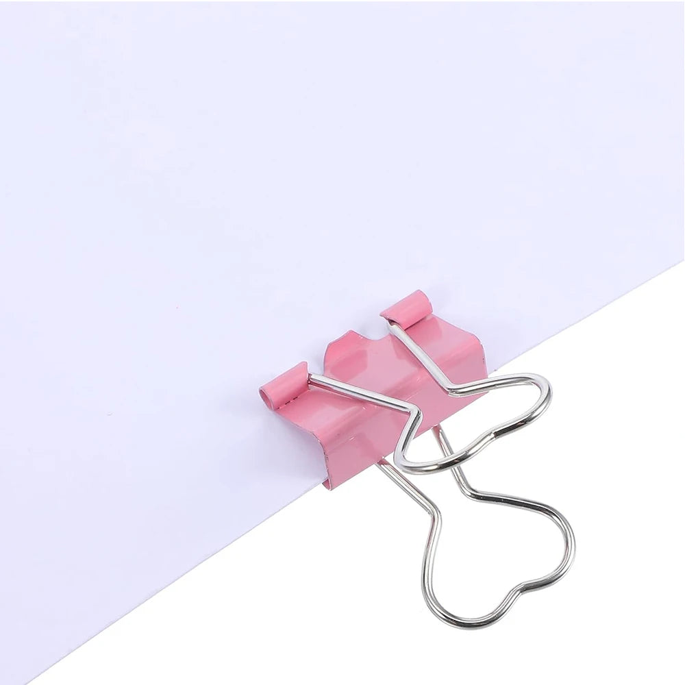3Pcs Heart Pink Binder Clip Heart Shape Handle Metal Paper Clips for Office School Home Supplies Zpaxo