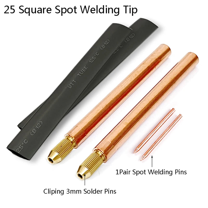 1Set Battery Spot Welding Pen Handheld Copper Belt 3mm Core DIY Point Touch Pen Thread Fixed For Battery Spot Welding Zpaxo 25 square
