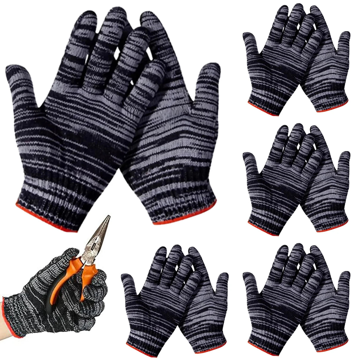 Nylon Work Gloves Non-Slip Wear-Resistant | 3, 6 or 12 Pairs
