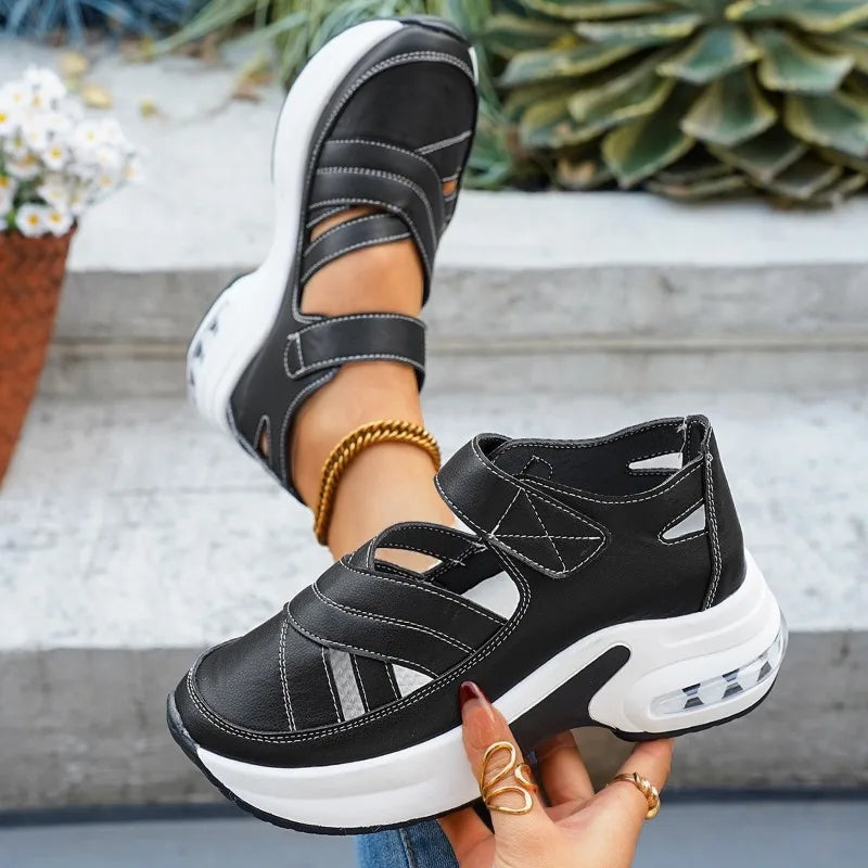 Women's Sandals Closed Toe Office Career Summer Solid Wedge Shoes