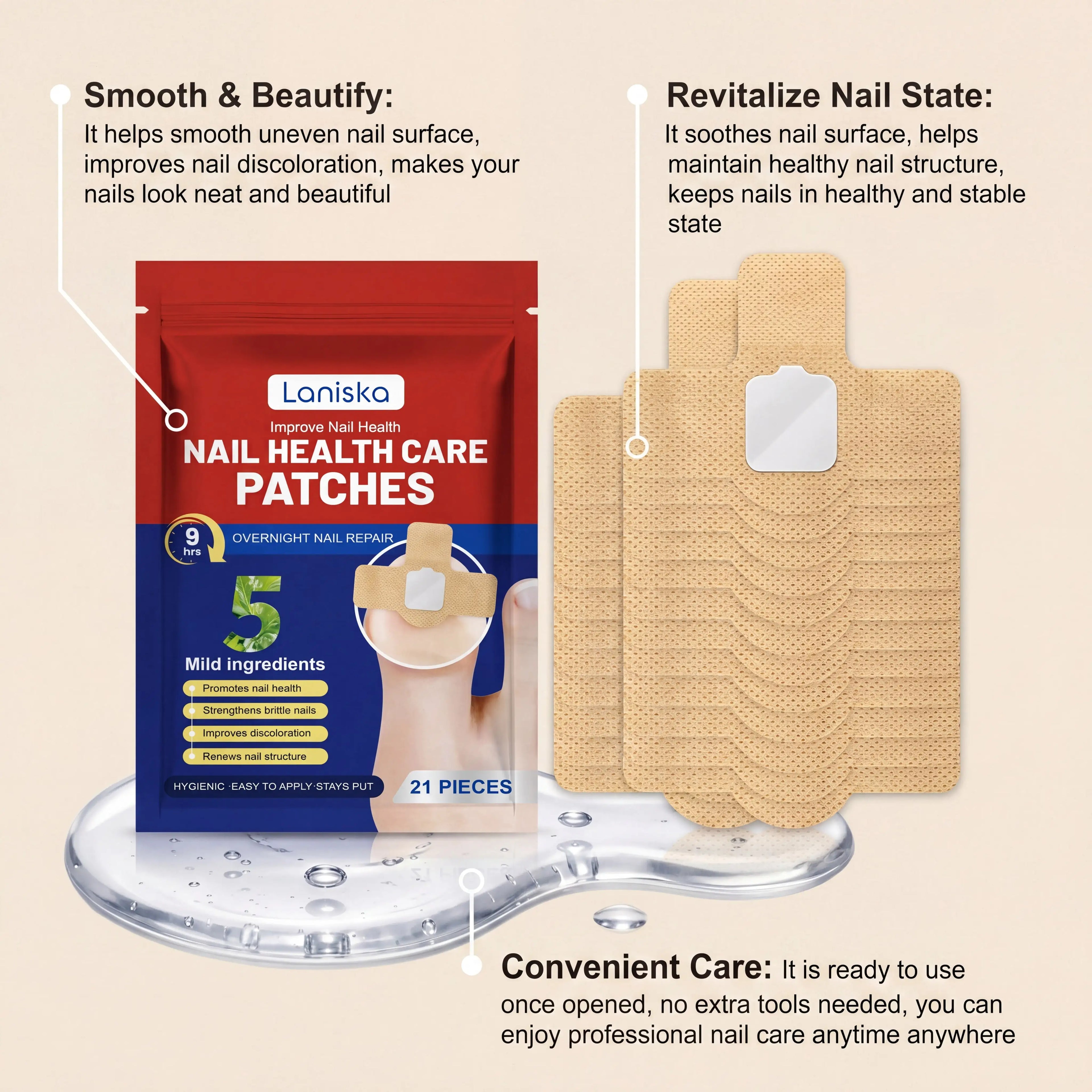 21pcs Nail Care Patches Long Lasting Moisturization Dry Skin Remedy Gentle Nourishing Brittle Nail Care Patches Eazy to Carry Zpaxo