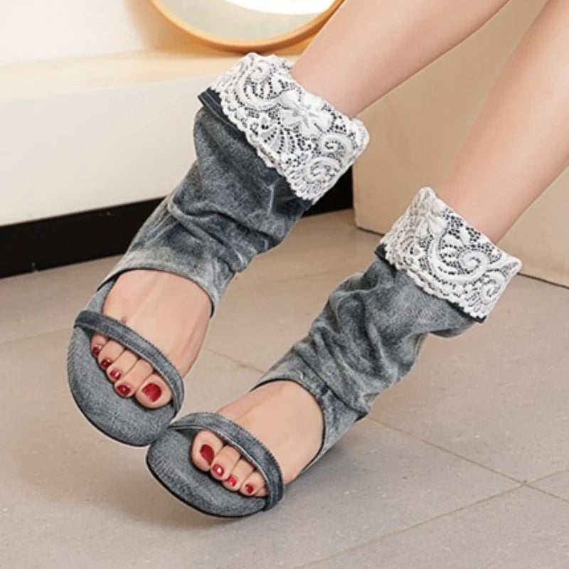 Women's Round Open Toe Comfortable Mid Heel Ankle Boots Women Vintage Zpaxo
