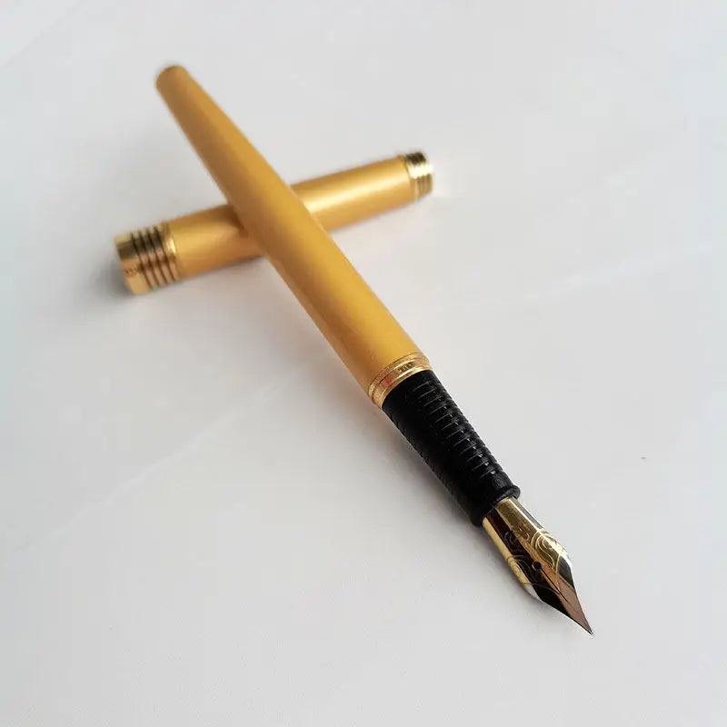 Vintage Hero 399 Fountain Pen, Fine Nib, Calligraphy Classic Writing Office Pen, Black Sand Gold Plated Clip Zpaxo
