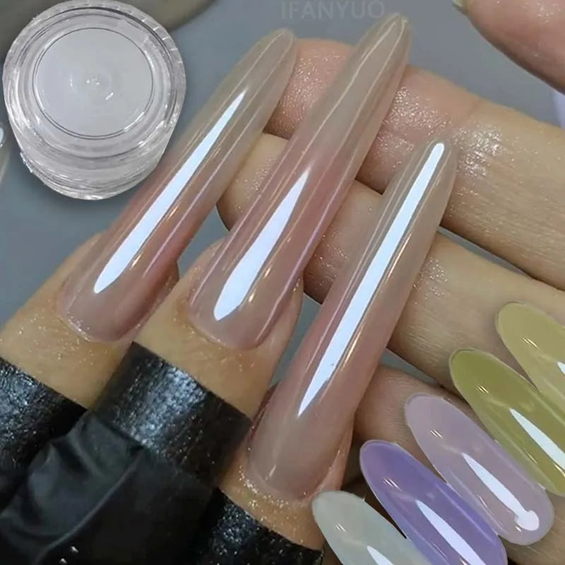 Nail Mirror Bright Plating Aurora Chrome Powder High Gloss Moonlight Pearl White Nail Art Rubbing Powder Manicure Pigment Decor Zpaxo