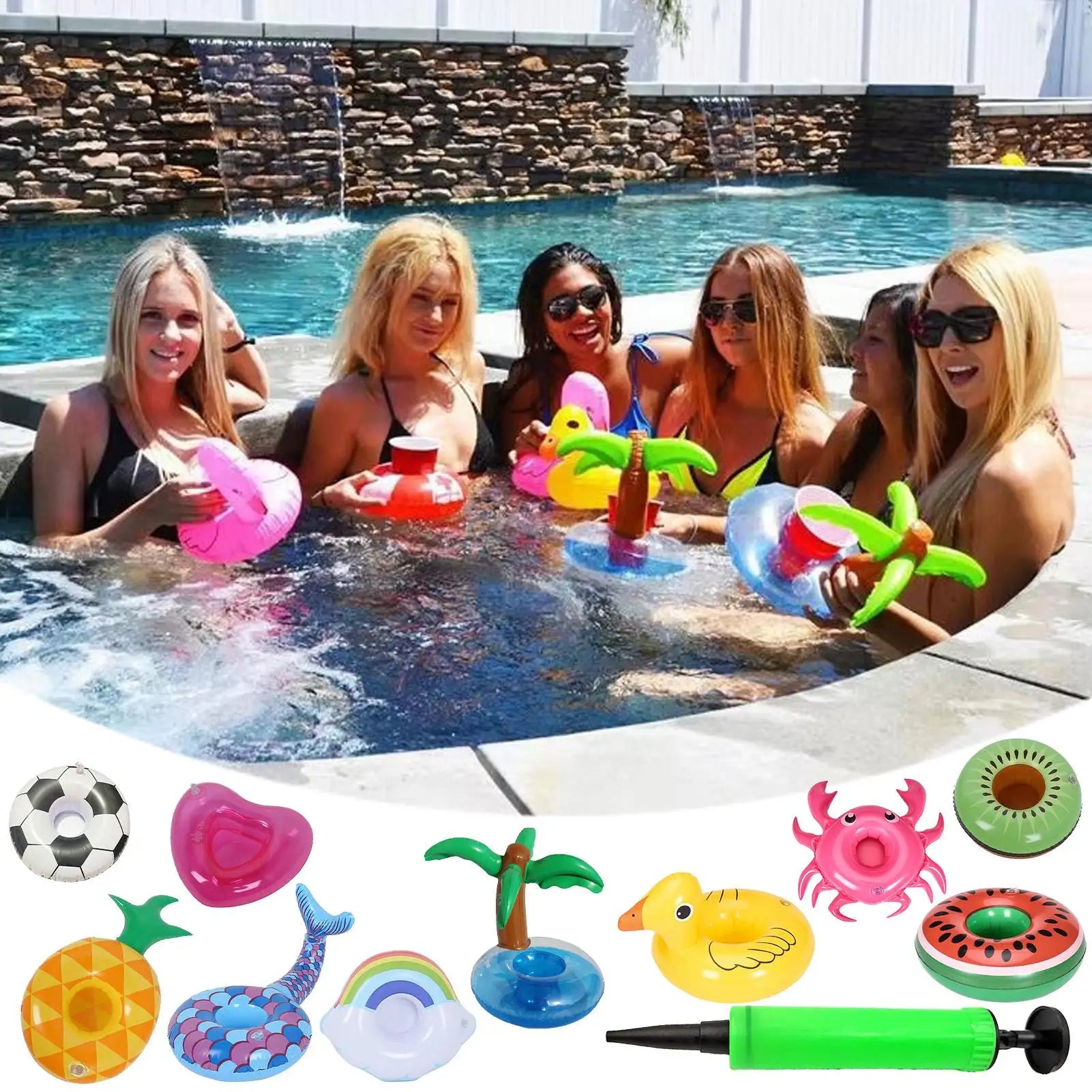 Inflatable Drink Holder Floating Cup Tray Pineapple Flamingo Beverage