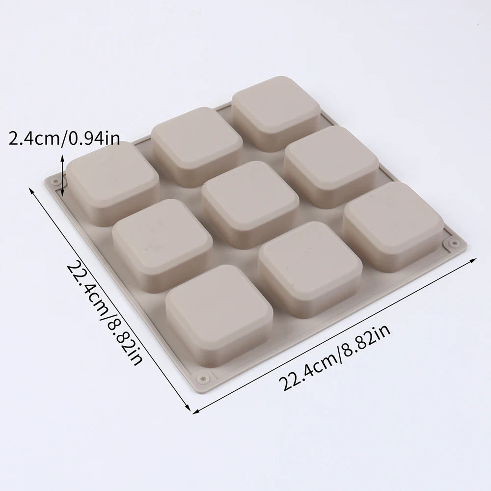 9-Cavity Silicone Soap Mold Square Soap Clay Plaster Making Chocolate Candy Jelly Pudding Muffin Cake Mold Zpaxo J2512067