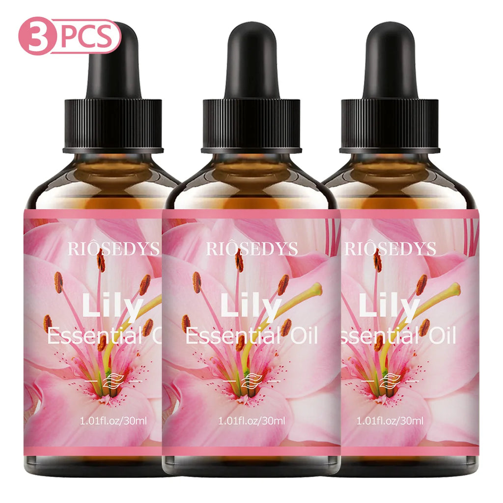 Lily essential oil, with its delicate floral fragrance, is suitable for aromatherapy and body massage. Zpaxo Lily 3PCS 30ml Lily