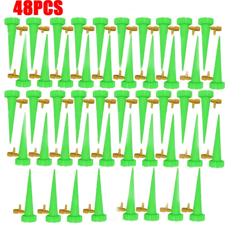Automatic Drip Irrigation System Self Watering Adjustable for Flower Plants Greenhouse Garden Auto Water Dripper Device Zpaxo 48PCS-Green