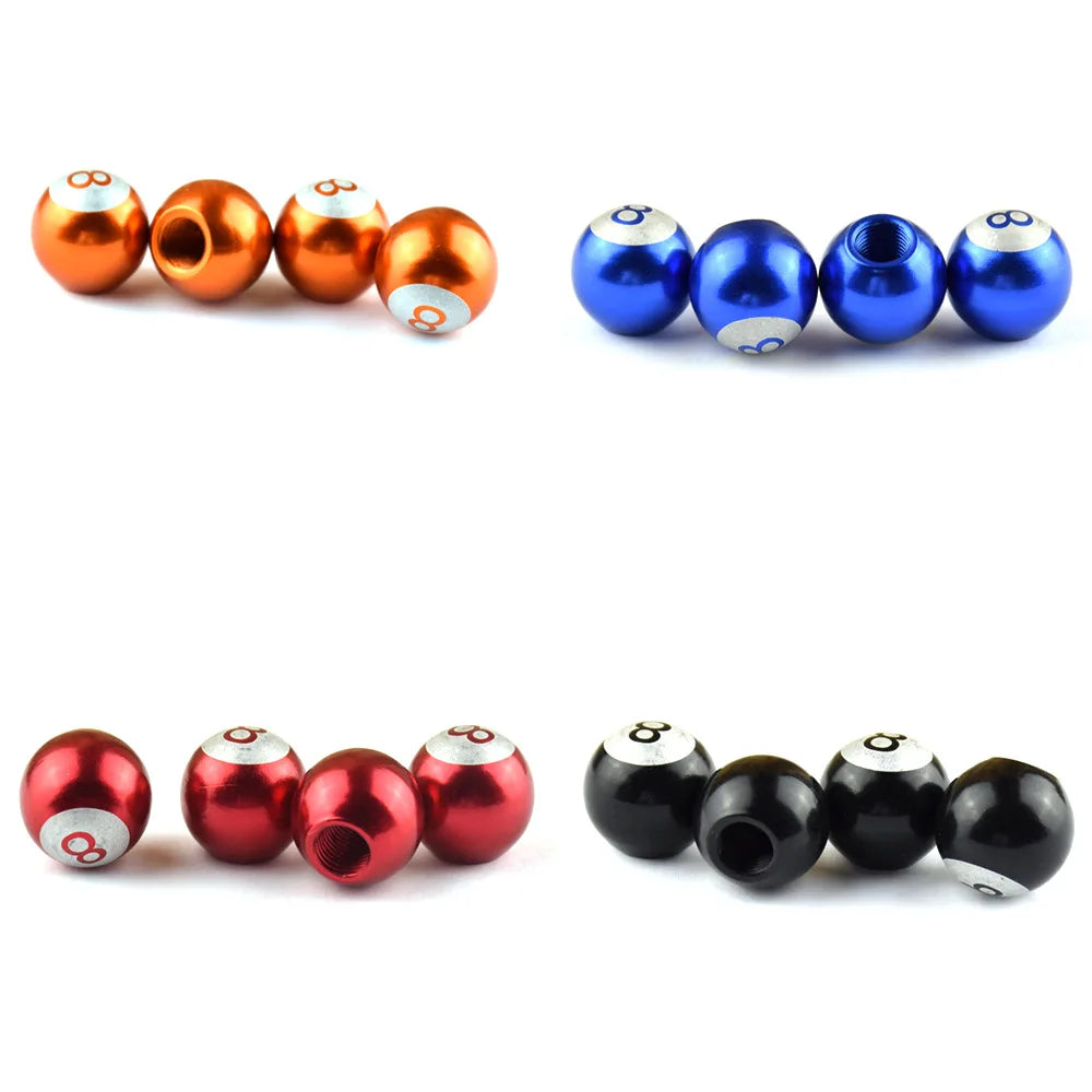 Billiard #8 Ball Aluminum Valve Stem Caps – Set of 4 | Universal