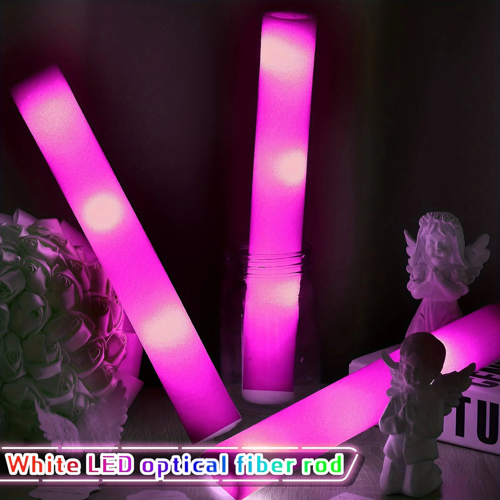 Pink LED Foam Stick Sponge Light Up Baton Wands Cheer Tube Glow Dark