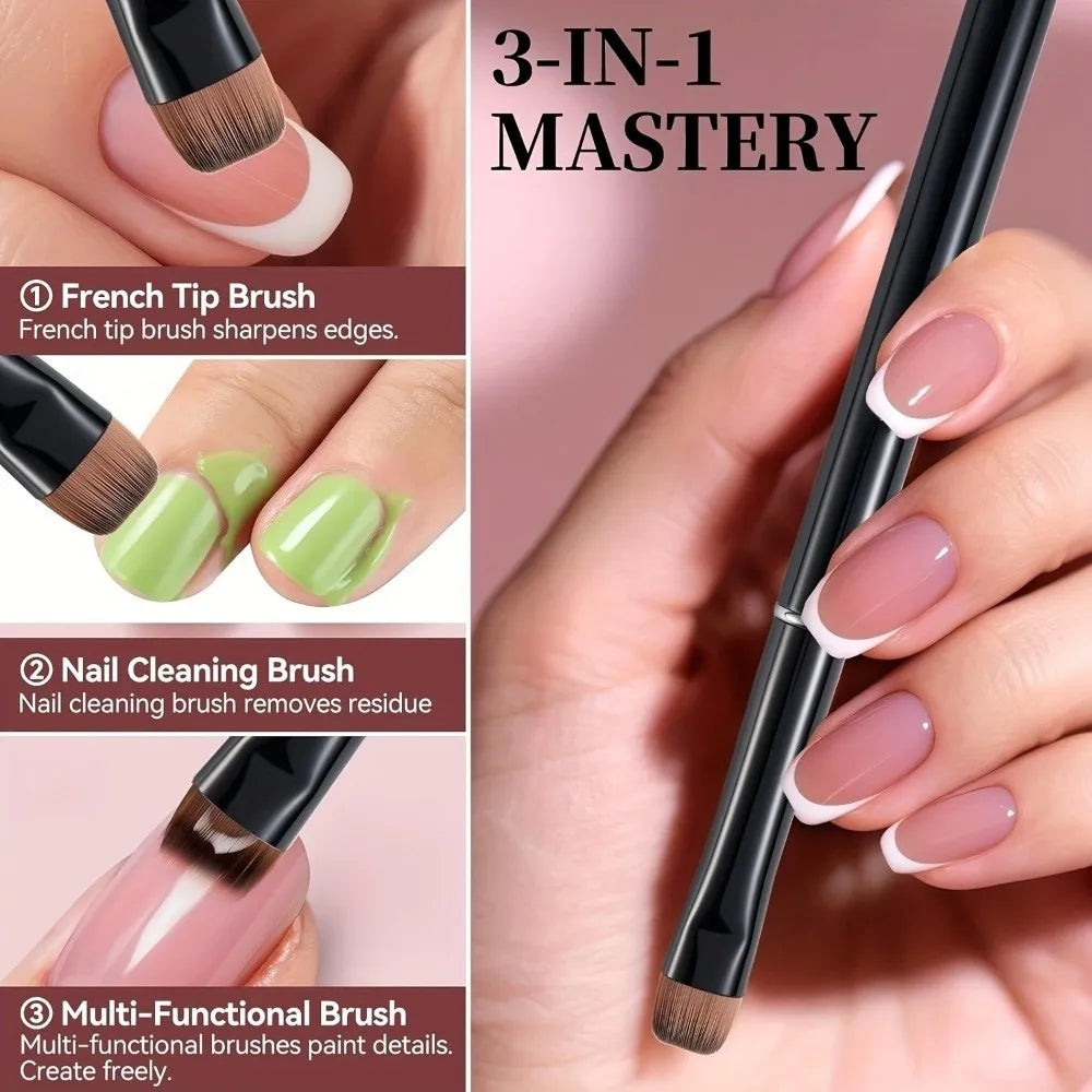 New 3 in 1 Nail Art Brush Multi-Function Cleaning Gel Nail Brush Handle Drawing Nail Brush Nail Artists Zpaxo