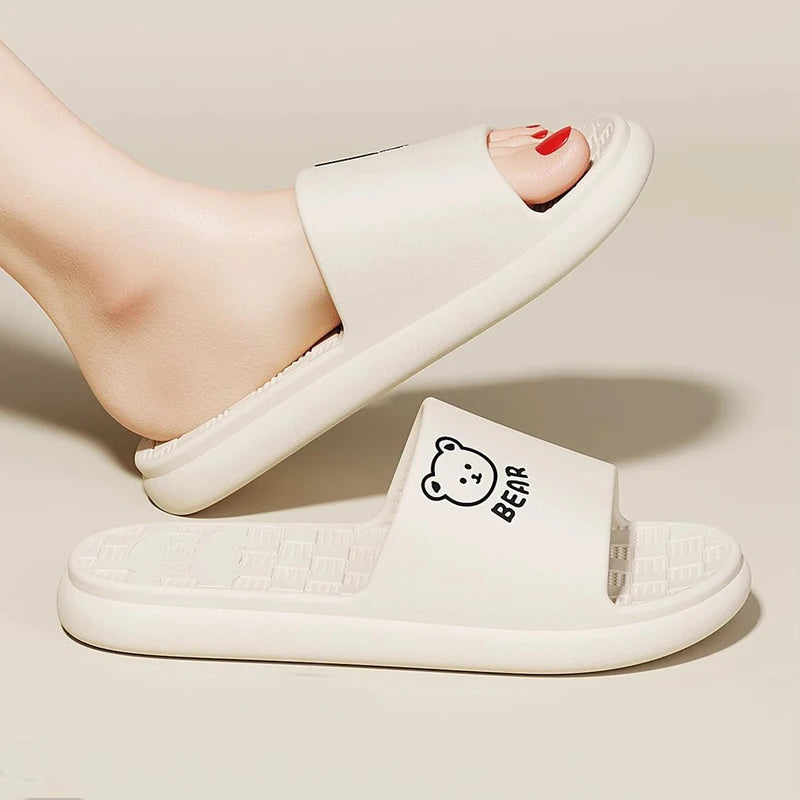 Women Summer Concise EVA Slippers Men Soft Home Slides Couples