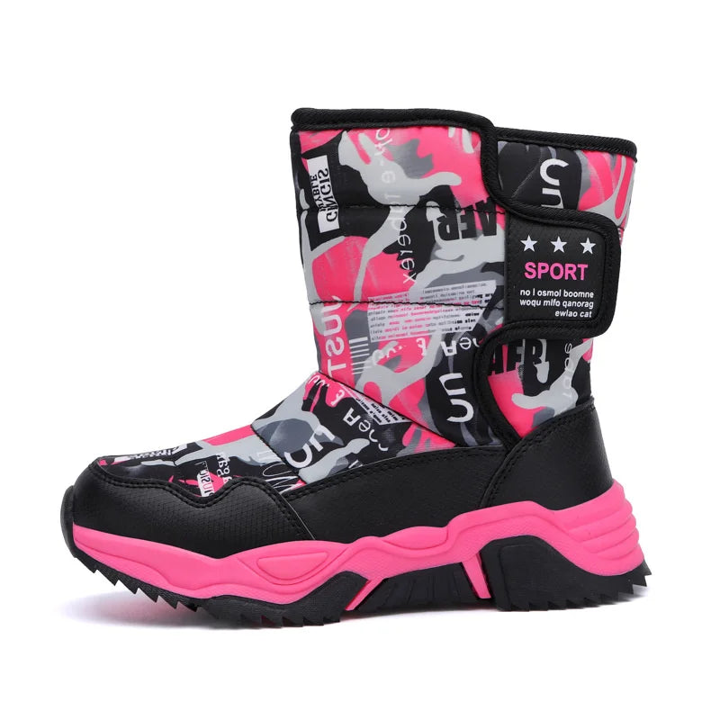 Kids Snow Boots Girl Waterproof Winter Autumn Rubber Children's Zpaxo Pink 39(insole 24cm) China Mainland
