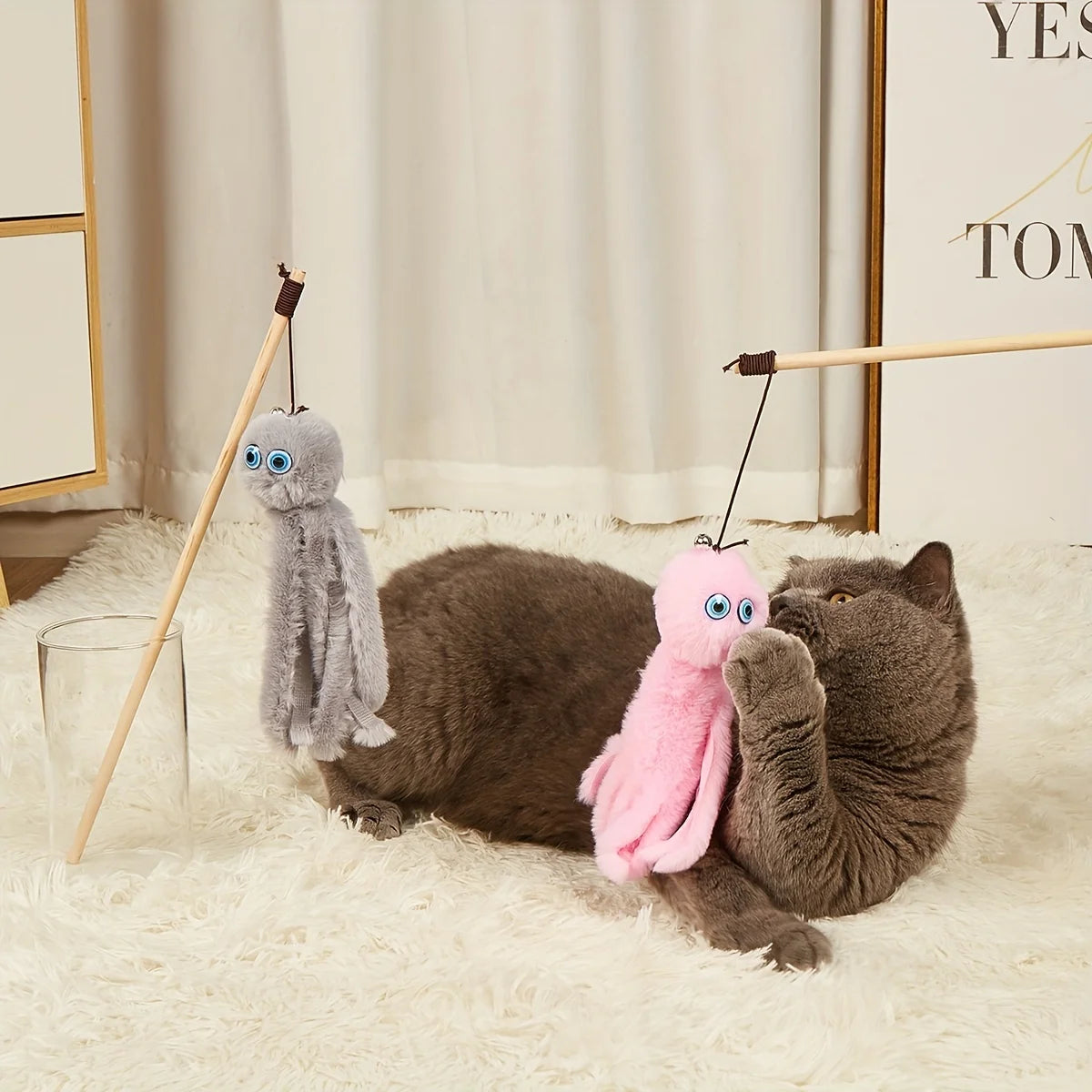 Lovely Cat Toy Funny Simulation Fish Furry Octopus Exercise Teaser