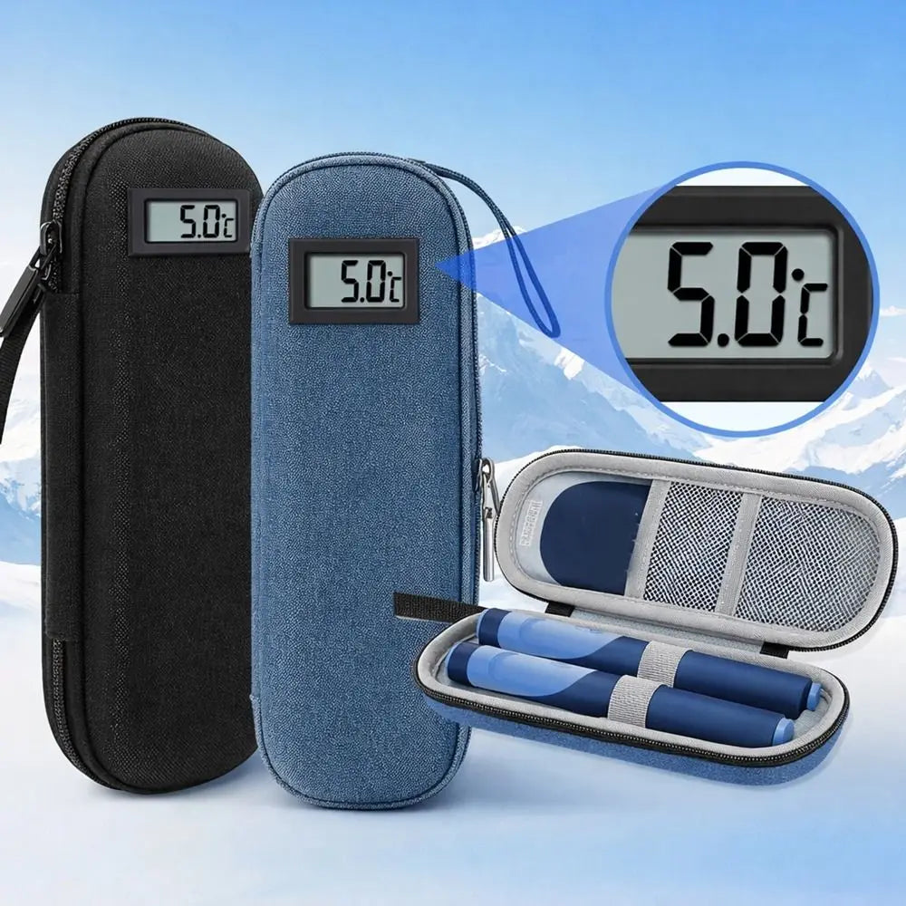 Outdoor Protable Insulin Cooler Bag Insulin Vial Protector Thermometer Display Insulin Vial Storage Case Waterproof Storage Bag Zpaxo