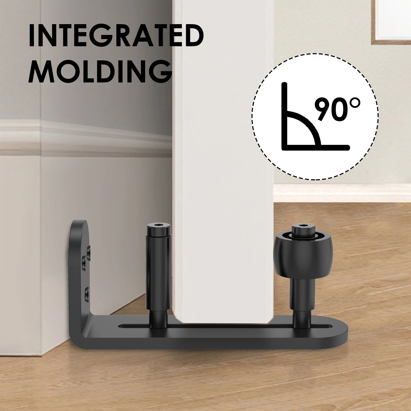 2 Pcs Adjustable Rollers Barn Door Hardware Wall Mount System Easy to Install Rounded Edge Design Flush Bottom Fit All Size Door Zpaxo