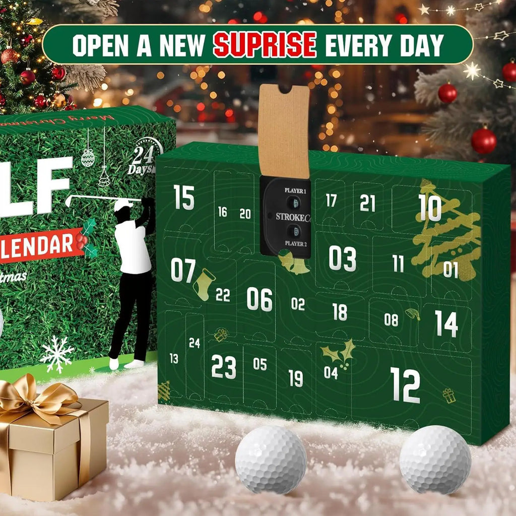 Christmas Countdown Decor 24 Boxes Accessory Golf Themed Design Men