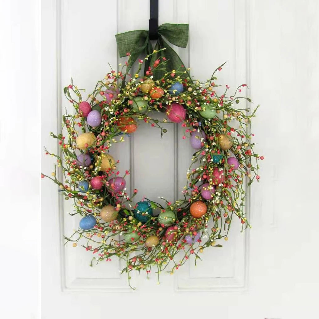 Pastel Easter Egg Spring Wreath – Front Door & Window Decor