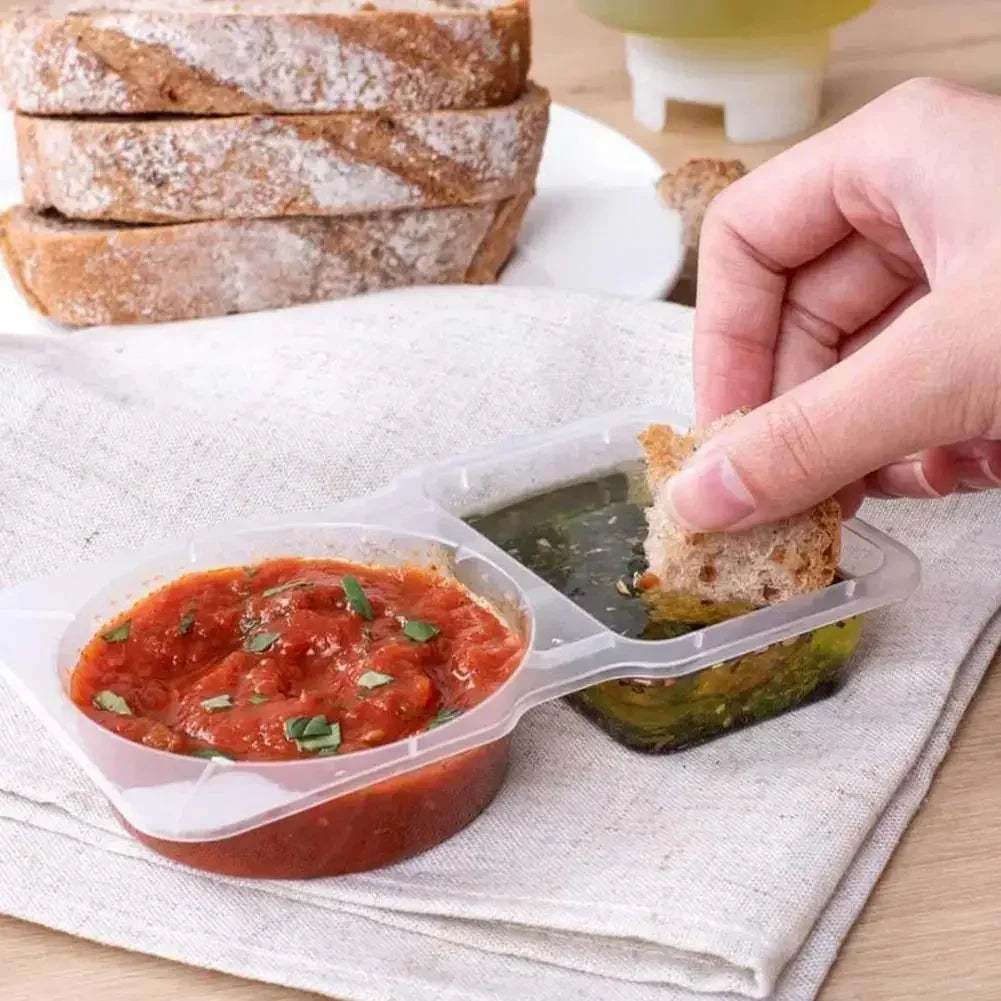 Hot 5/10/20/30Pcs Condiment Container Holder Dual Compartment Spice Box with Lids Reusable Snack Container for Dips Sauce Zpaxo